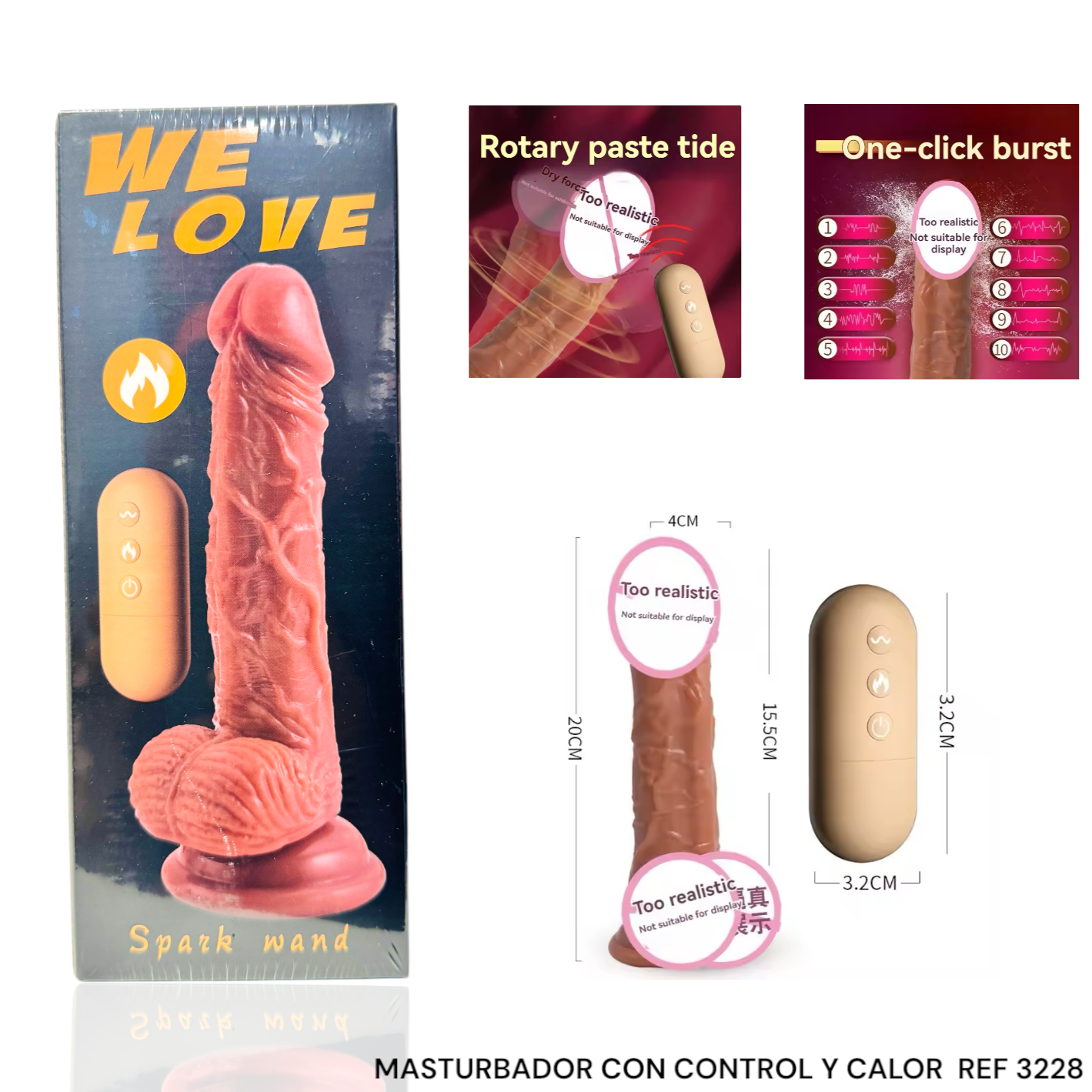 DILDO VIBRADOR GIRATORIO SPARK WAND CON CONTROL WE LOVE