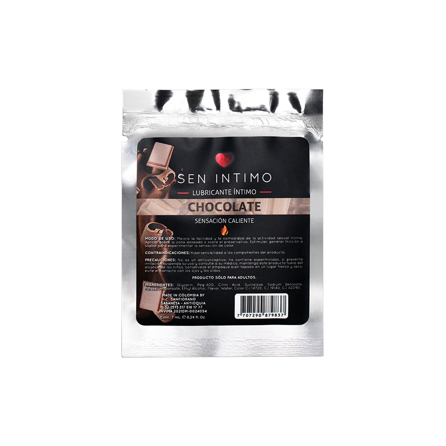 LUBRICANTE CALIENTE SACHET CHOCOLATE X 7 ML SEN INTIMO