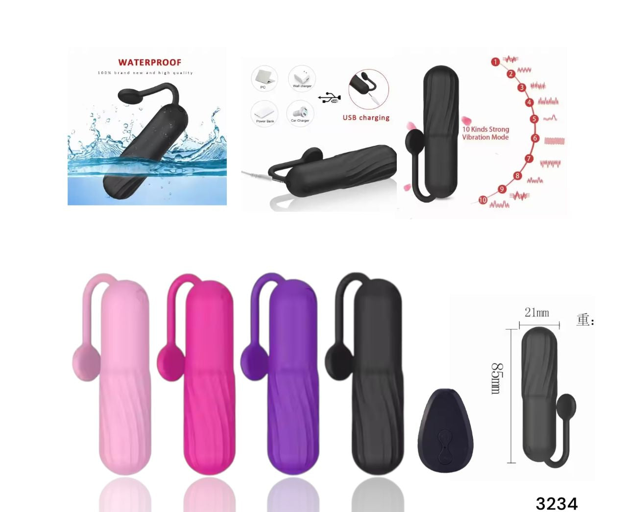 BALA VIBRADORA SILICONA RECARGABLE CON CONTROL